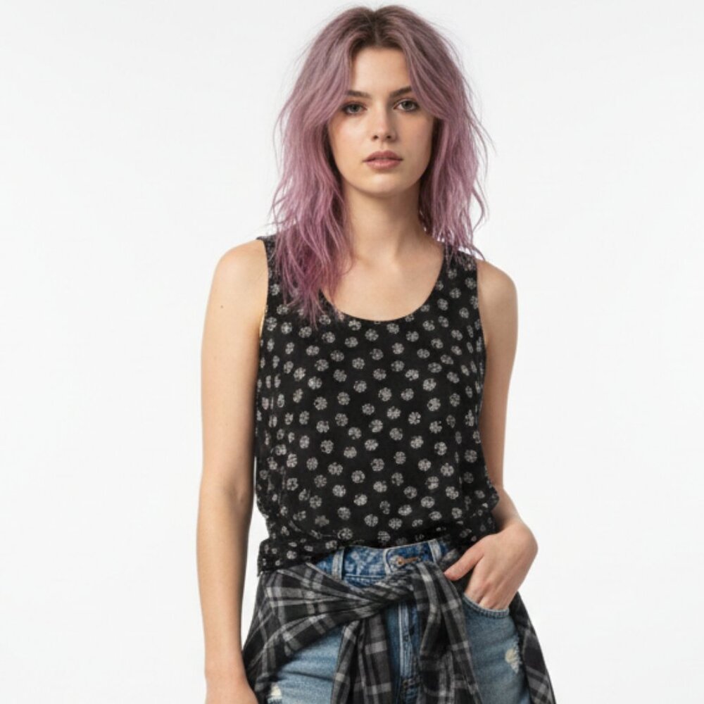 Vintage Ellen Figg Tank Top Black Indie Grunge Casual 8